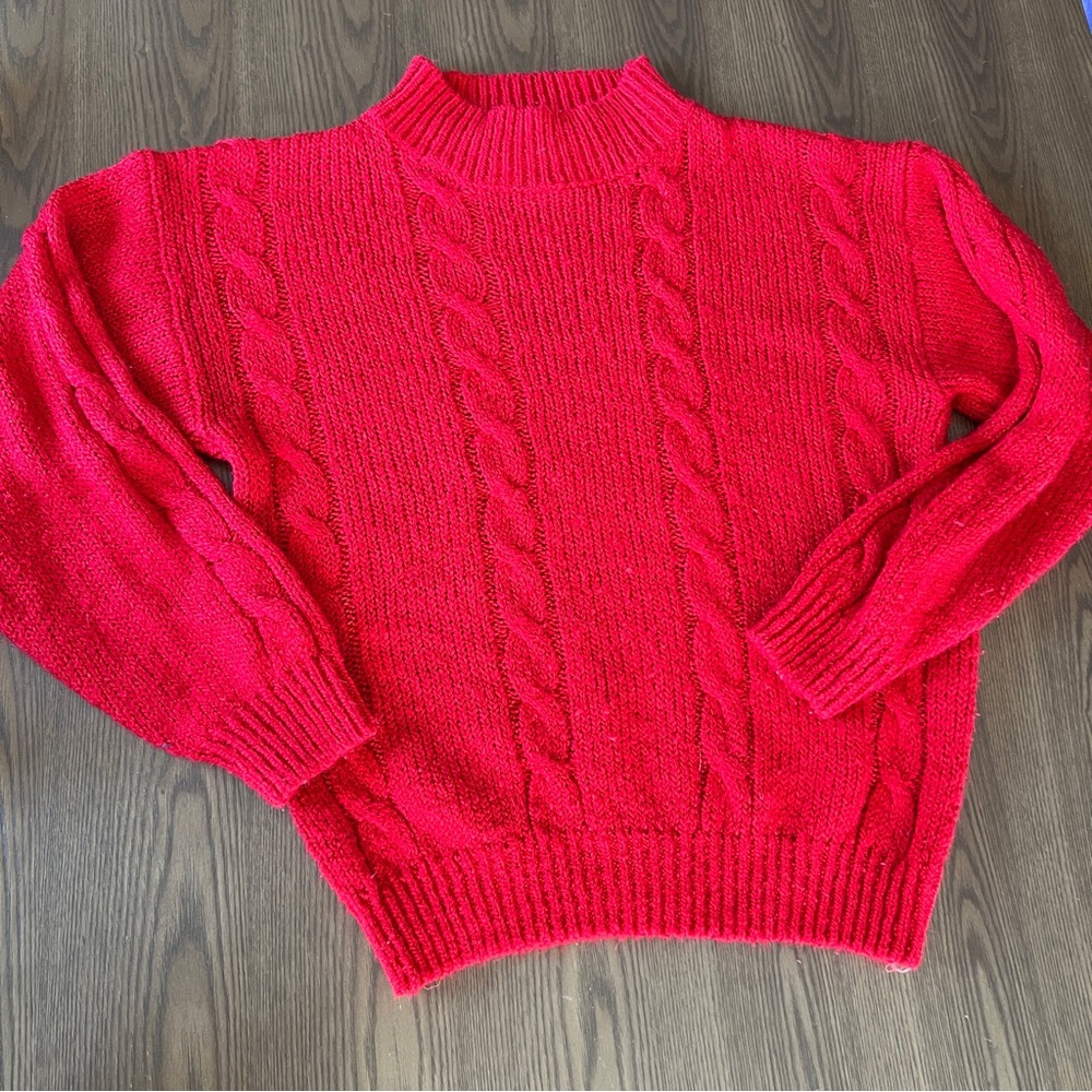 Vintage Soft Red Cable Knit Sweater